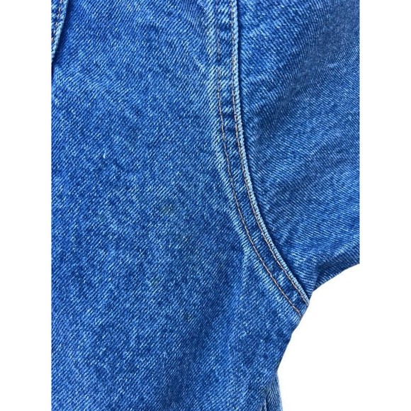 Vintage 80s French Navy Long Sleeve Corduroy Accents Distressed  Denim Jacket M - Picture 8 of 9